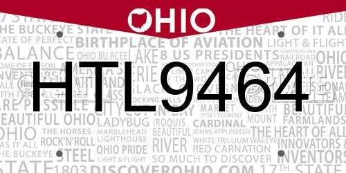 HTL9464 Ohio License Plate