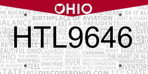 HTL9646 Ohio License Plate