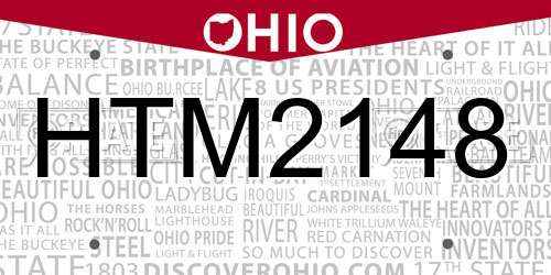 HTM2148 Ohio License Plate