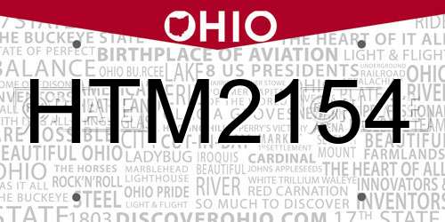 HTM2154 Ohio License Plate