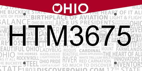 HTM3675 Ohio License Plate