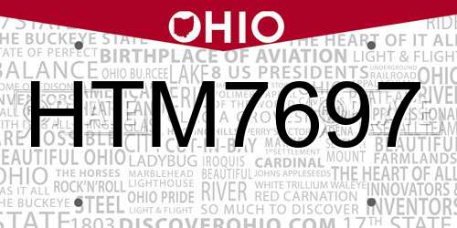 HTM7697 Ohio License Plate