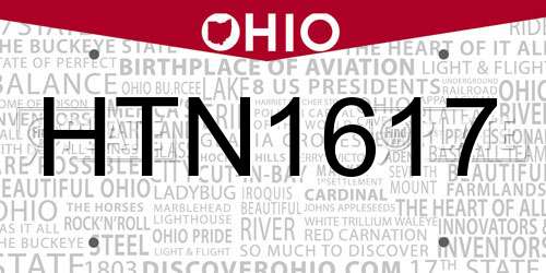 HTN1617 Ohio License Plate
