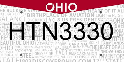 HTN3330 Ohio License Plate