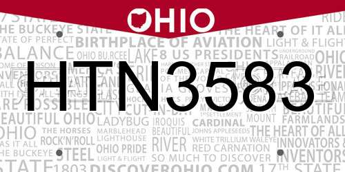 HTN3583 Ohio License Plate