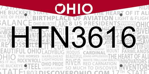 HTN3616 Ohio License Plate