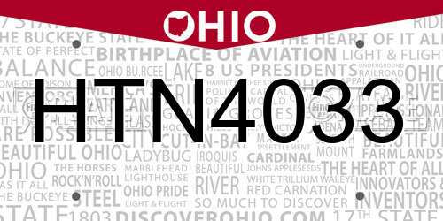 HTN4033 Ohio License Plate