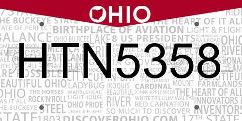 HTN5358 Ohio License Plate