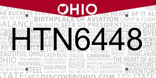 HTN6448 Ohio License Plate
