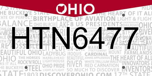HTN6477 Ohio License Plate