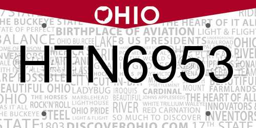 HTN6953 Ohio License Plate
