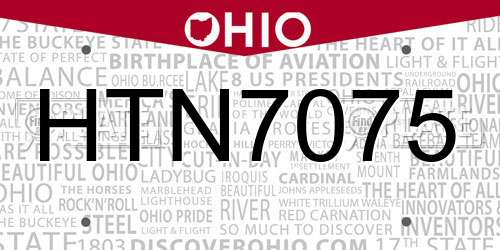 HTN7075 Ohio License Plate