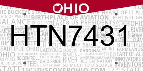 HTN7431 Ohio License Plate