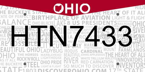 HTN7433 Ohio License Plate