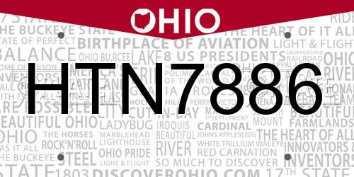 HTN7886 Ohio License Plate
