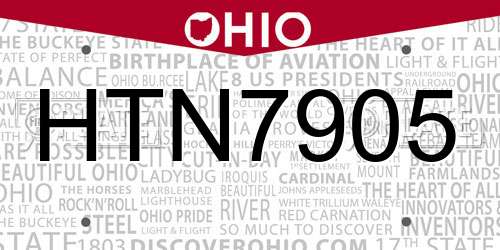 HTN7905 Ohio License Plate