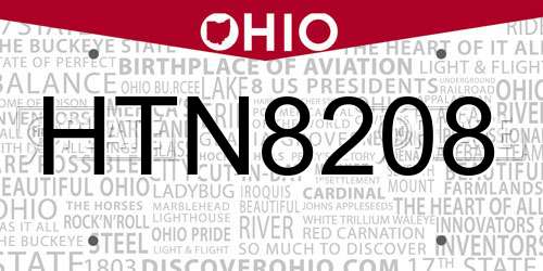 HTN8208 Ohio License Plate
