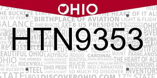 HTN9353 Ohio License Plate