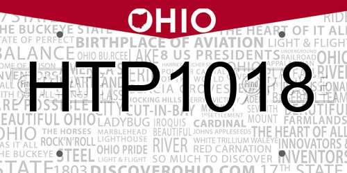 HTP1018 Ohio License Plate