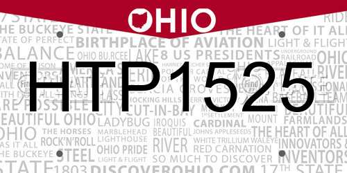 HTP1525 Ohio License Plate