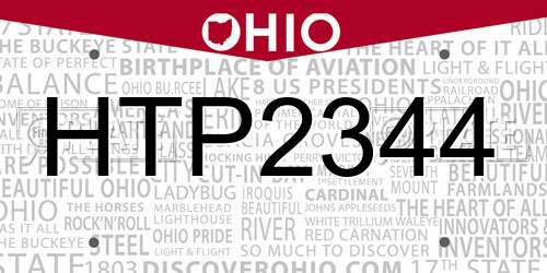 HTP2344 Ohio License Plate