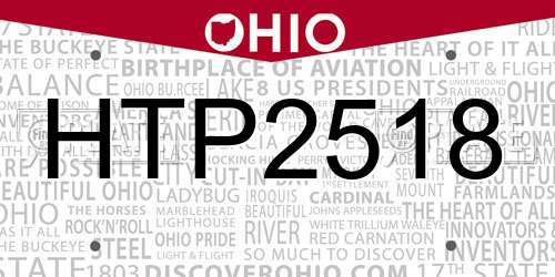 HTP2518 Ohio License Plate