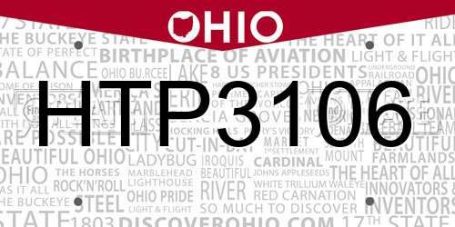 HTP3106 Ohio License Plate