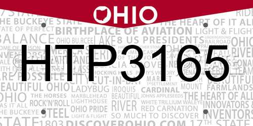 HTP3165 Ohio License Plate
