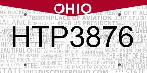 HTP3876 Ohio License Plate