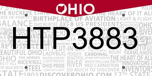 HTP3883 Ohio License Plate