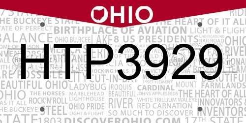 HTP3929 Ohio License Plate