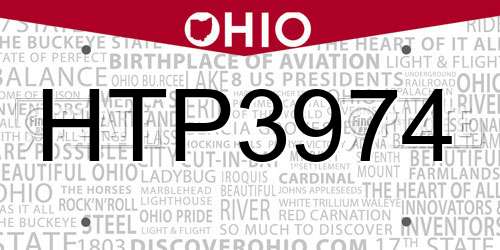 HTP3974 Ohio License Plate