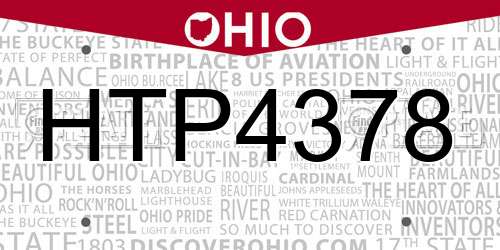 HTP4378 Ohio License Plate