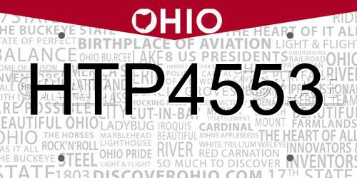 HTP4553 Ohio License Plate