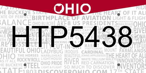 HTP5438 Ohio License Plate
