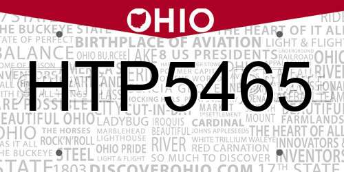 HTP5465 Ohio License Plate