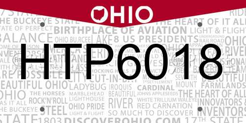 HTP6018 Ohio License Plate