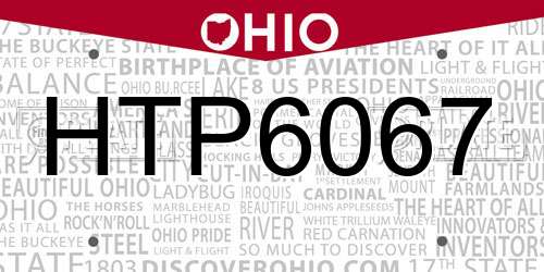 HTP6067 Ohio License Plate