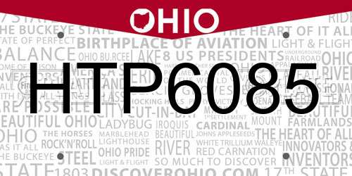 HTP6085 Ohio License Plate