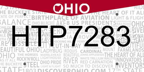 HTP7283 Ohio License Plate