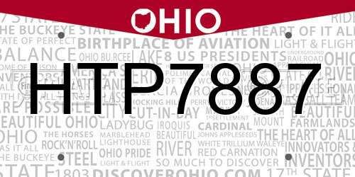 HTP7887 Ohio License Plate