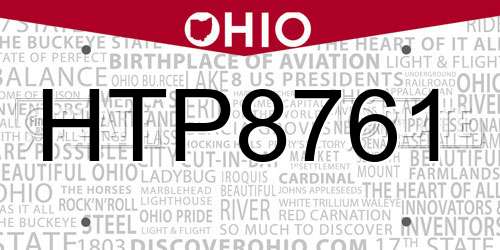HTP8761 Ohio License Plate
