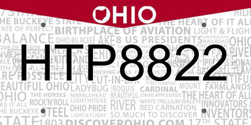 HTP8822 Ohio License Plate