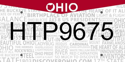 HTP9675 Ohio License Plate