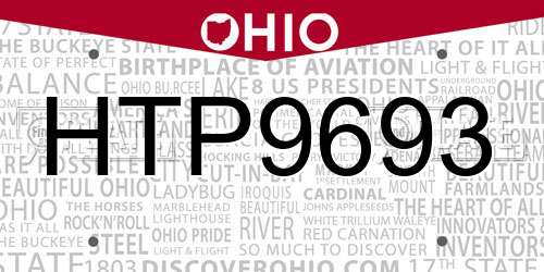 HTP9693 Ohio License Plate