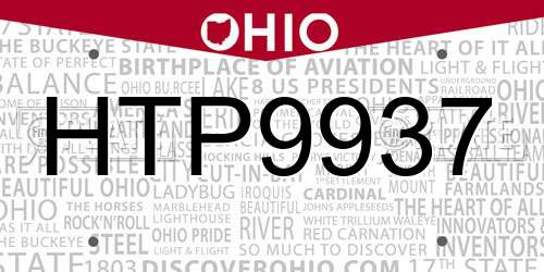 HTP9937 Ohio License Plate