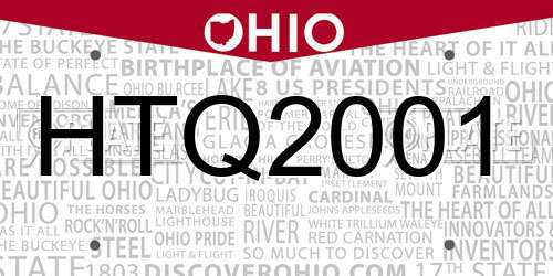 HTQ2001 Ohio License Plate