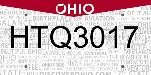 HTQ3017 Ohio License Plate