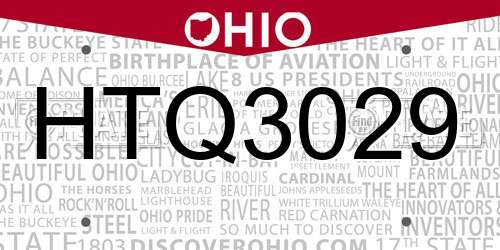 HTQ3029 Ohio License Plate