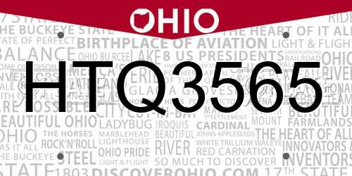HTQ3565 Ohio License Plate